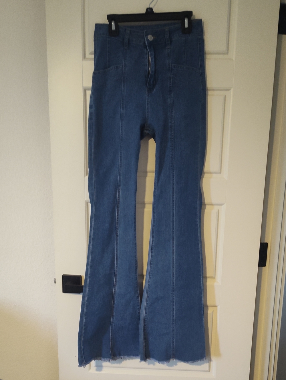 SHEIN Blue Flare Wide Leg Jeans